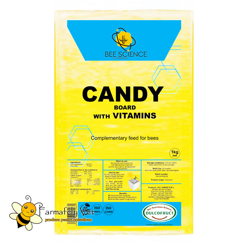 Pungă Candy Board with Vitamins Dulcofruct 1 kg, turtă cu vitamine pentru albine