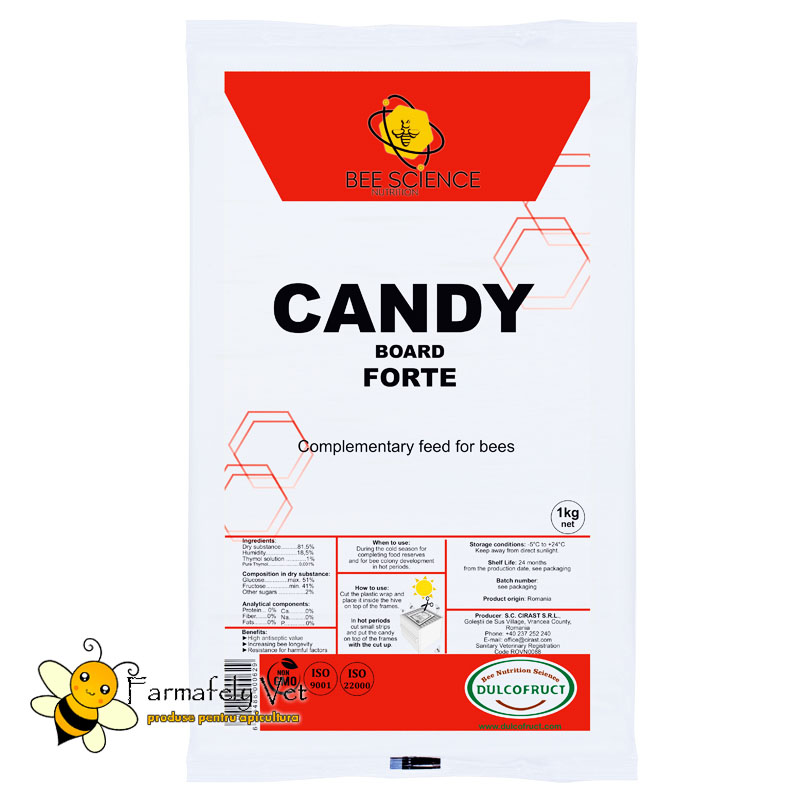 Pungă Candy Board Forte Dulcofruct 1 kg, turtă cu timol pentru albine