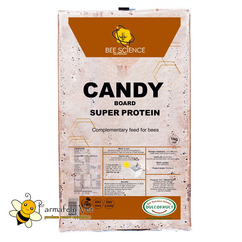 Pungă Candy Board Super Protein Dulcofruct 1 kg, turtă superproteică pentru albine