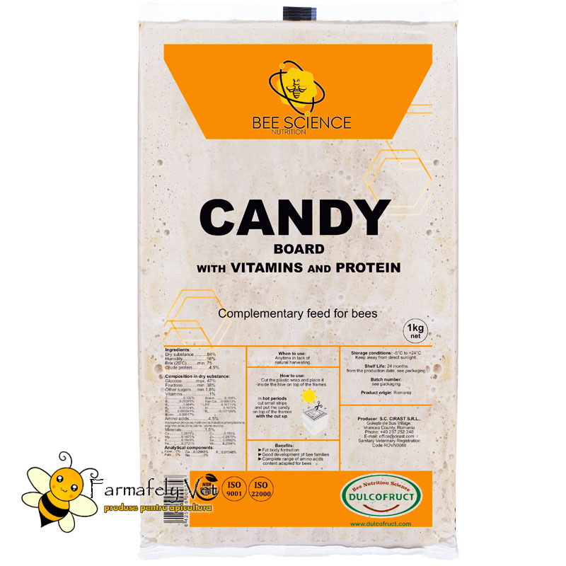 Pungă Candy Board with Vitamins and Protein Dulcofruct 1 kg, turtă cu vitamine și proteine