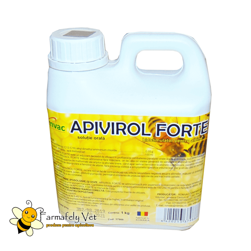 Bidon Apivirol Forte Romvac 1 kg, biostimulator pentru albine, soluție orală