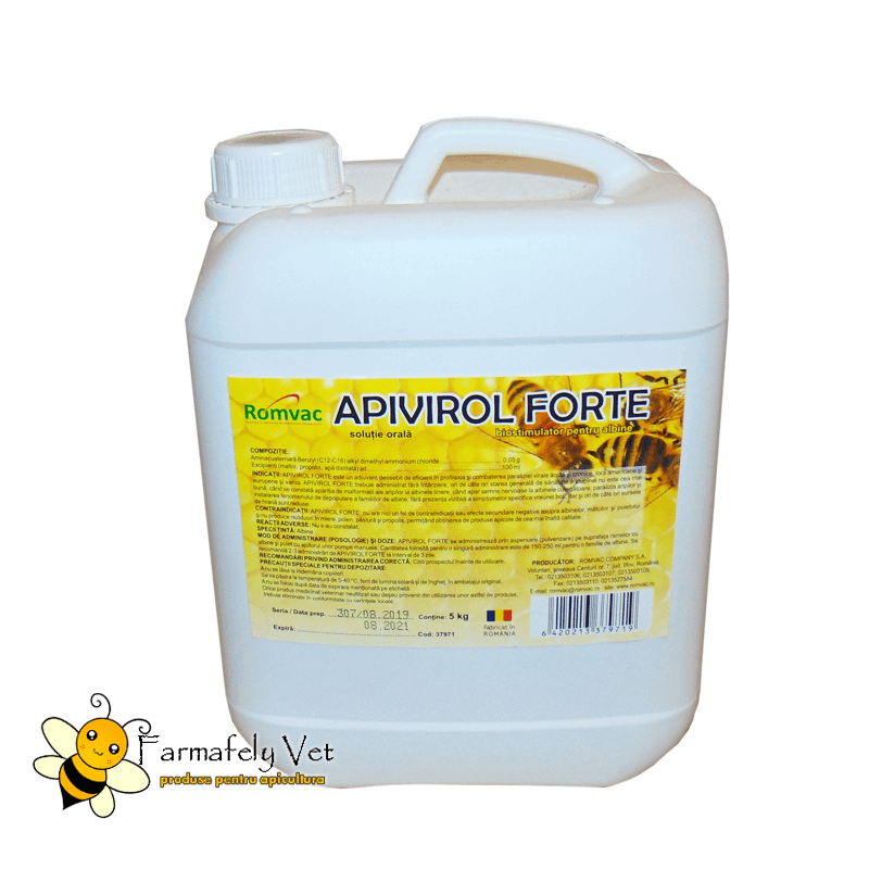 Bidon Apivirol Forte Romvac 5 kg, biostimulator pentru albine, soluție orală