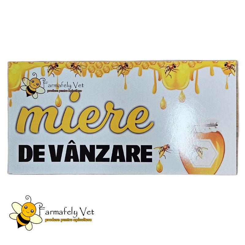 Panou Miere de vânzare din plastic, fond alb cu faguri și albine