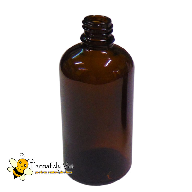 Sticluță din sticlă brună pentru propolis 100 ml, fără capac