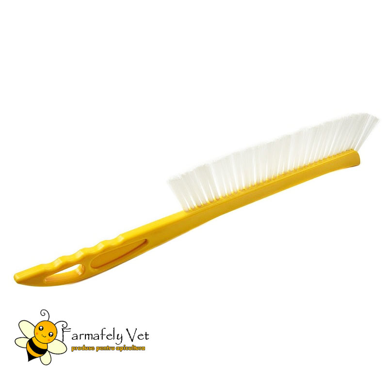 Perie apicolă BN din plastic, cu mâner galben și peri albi