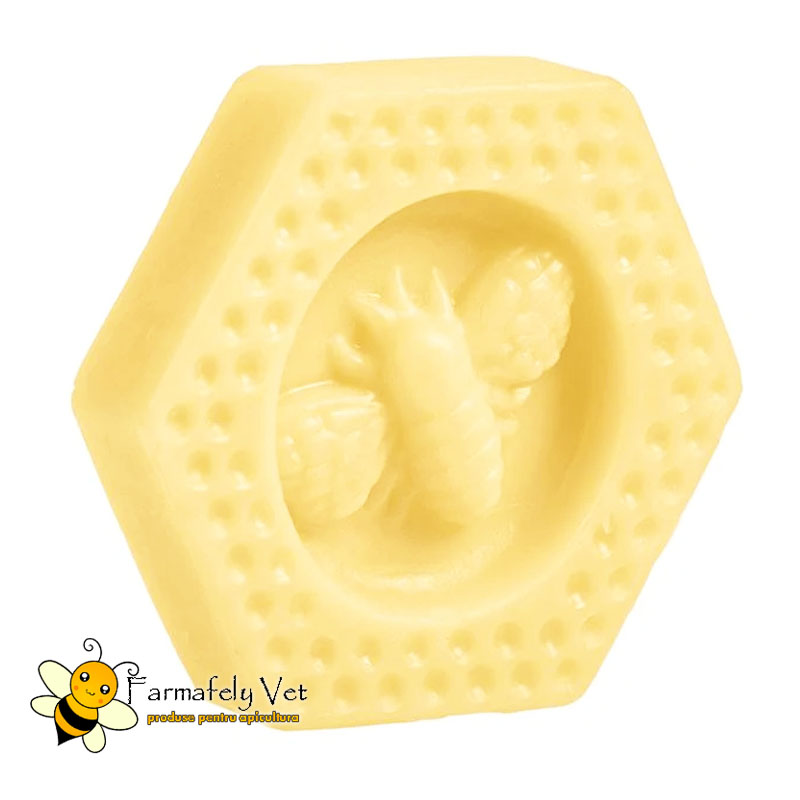 Săpun hexagonal cu aromă de miere, cu albină în relief, fără ambalaj