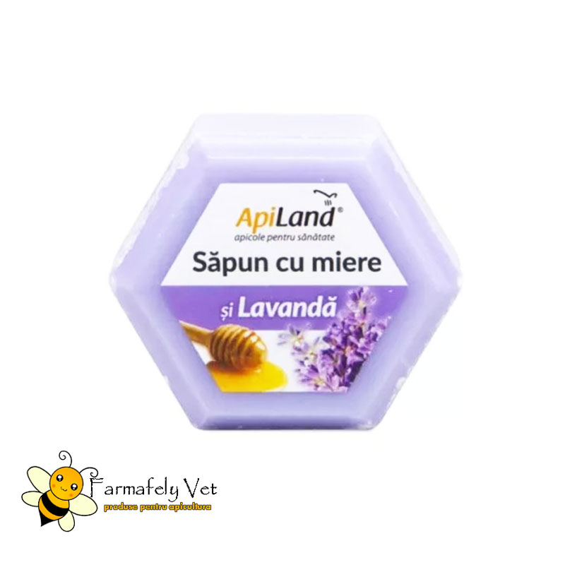 Săpun cu miere și lavandă ApiLand, în formă hexagonală